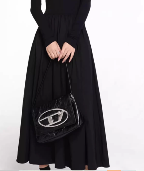 High-Neck Long Sleeve A-Line Dress – Fall 2024 Korean Style for Commuting