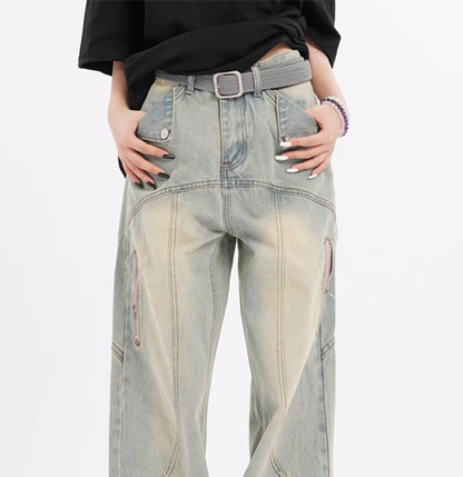 High-Waisted Straight-Leg Jeans