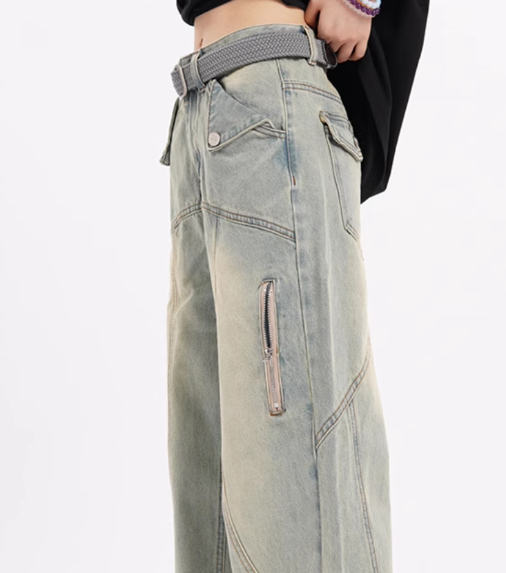 High-Waisted Distressed Denim Straight-Leg Jeans for Women