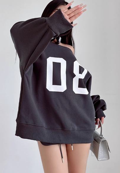 Graphic Oversized Hooded Sweatshirt Women