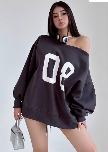 Graphic Oversized Hooded Sweatshirt Women