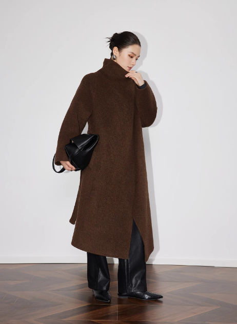 Elegant Women's Long Wool Coat - Retro Winter Essential