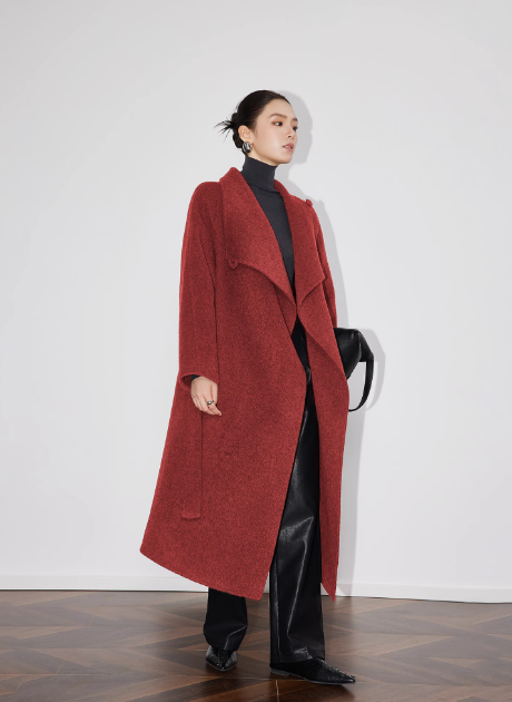 Elegant Women's Long Wool Coat - Retro Winter Essential