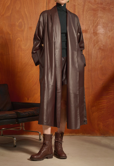 Women's Long Loose Sheep Leather Coat