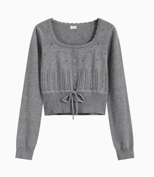 Early Autumn Slim Knit Sweater with Drawstring Waist