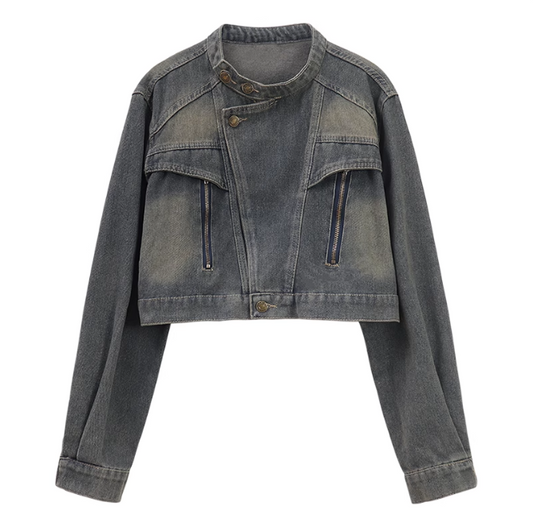 Loose Fit Denim Jacket with Belt - Youth Fall Fashion