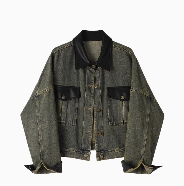 Retro Splicing Denim Short Jacket