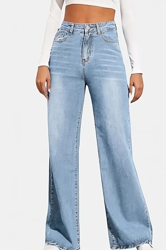 High Waist Wide Leg Jeans Trendsi