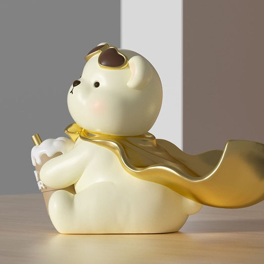 Adorable Bear Figurine with Cape - Multifunctional Desk Organizer