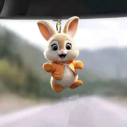 Charming Hanging Car Ornament - Cute Bunny Design for All Seasons