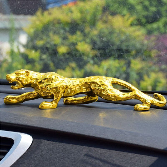 Elegant Golden Leopard Figurine for Car Dashboard or Home Decor