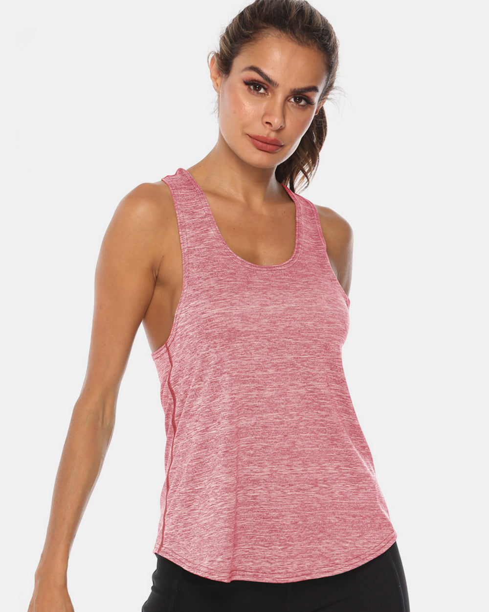 Full Size Scoop Neck Wide Strap Active Tank - bllue yonders