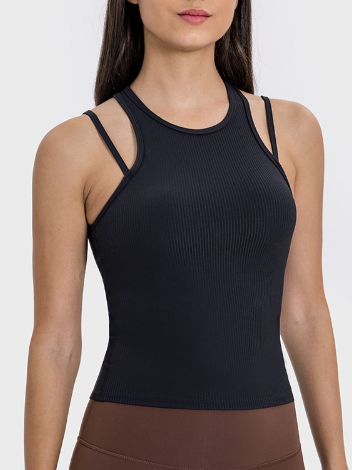 Cutout Round Neck Racerback Active Tank Trendsi