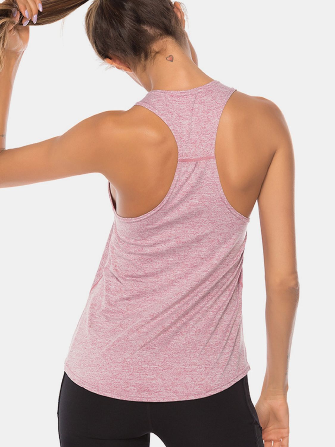 Full Size Scoop Neck Wide Strap Active Tank - bllue yonders