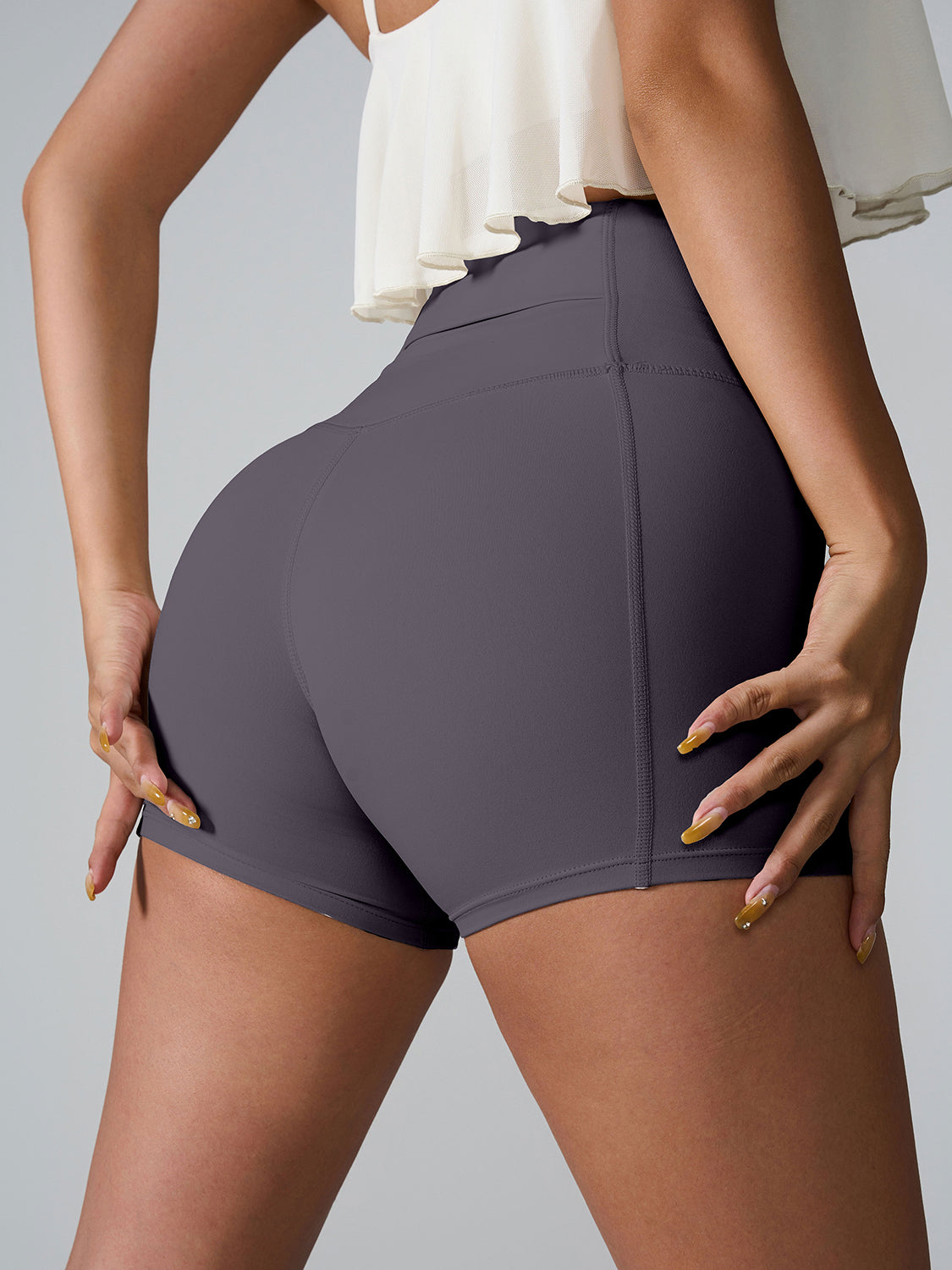 High Waist Active Shorts - bllue yonders