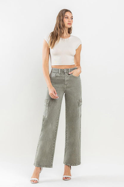 Vervet by Flying Monkey 90's Super High Rise Cargo Jeans - blue yonderz