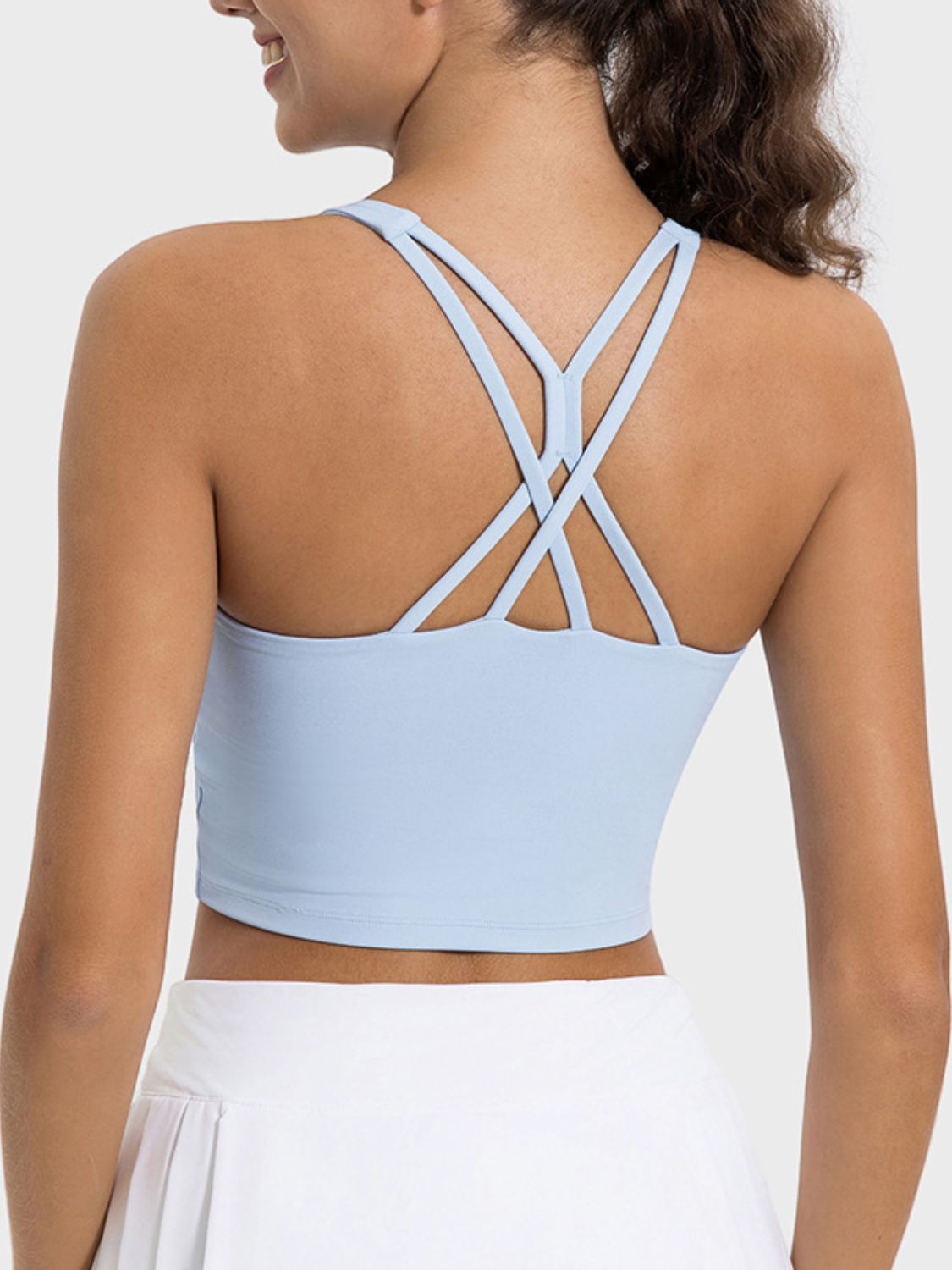 Crisscross Round Neck Active Tank - bllue yonders