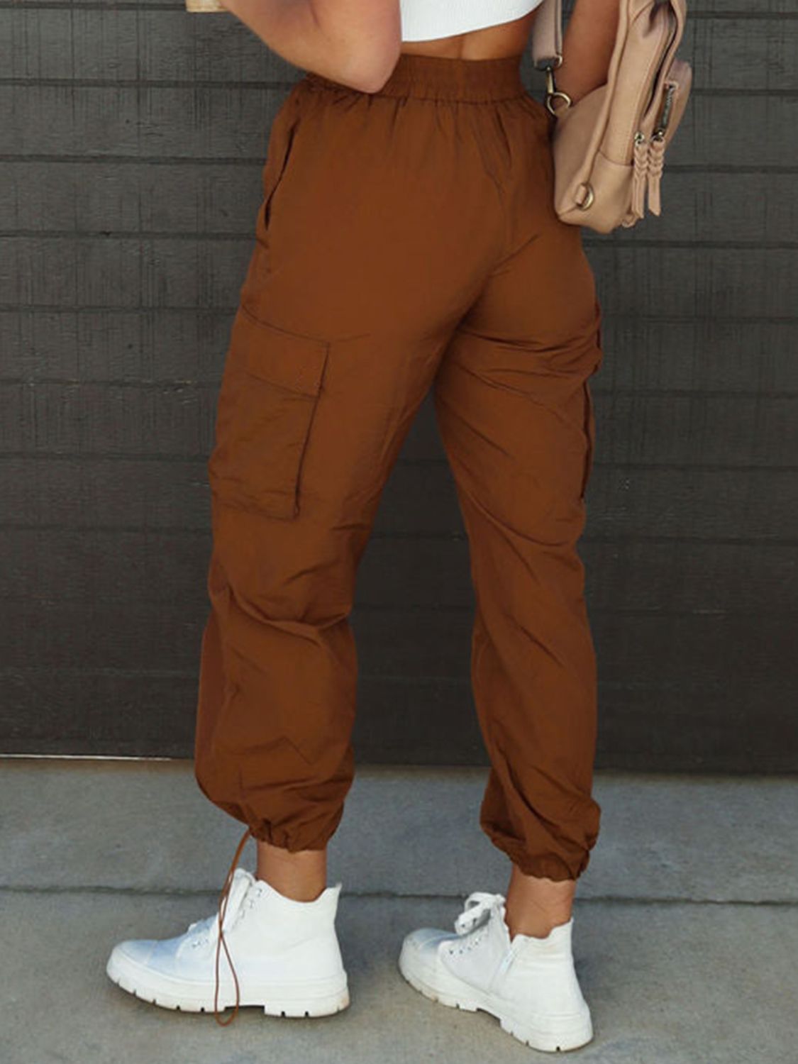 High Waist Drawstring Pants with Pockets - blue yonderz