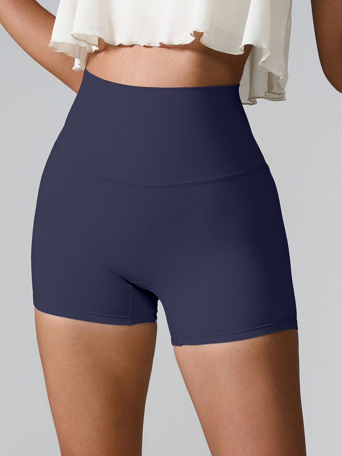 High Waist Active Shorts - bllue yonders