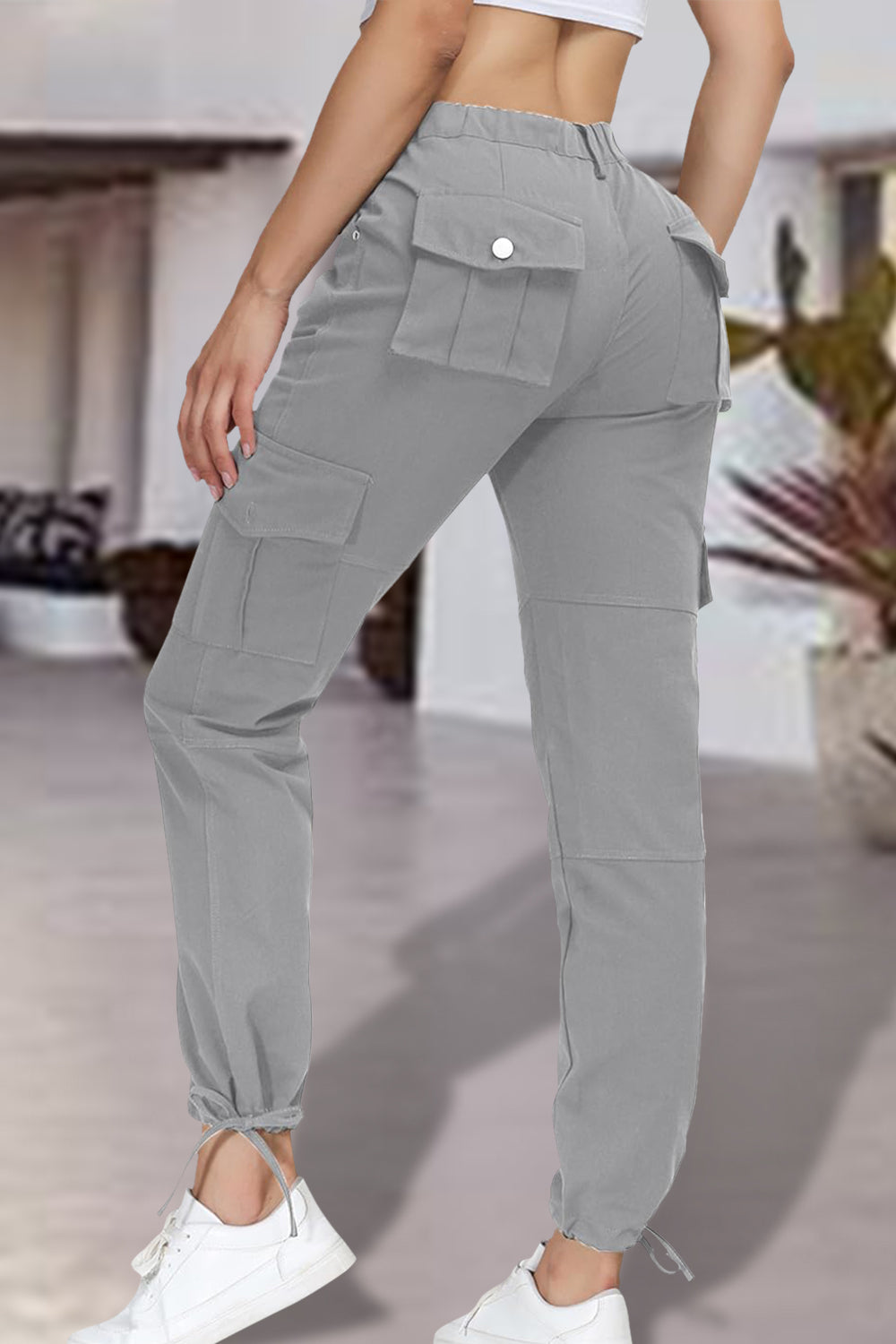 Full Size High Waist Pants with Pockets - blue yonderz