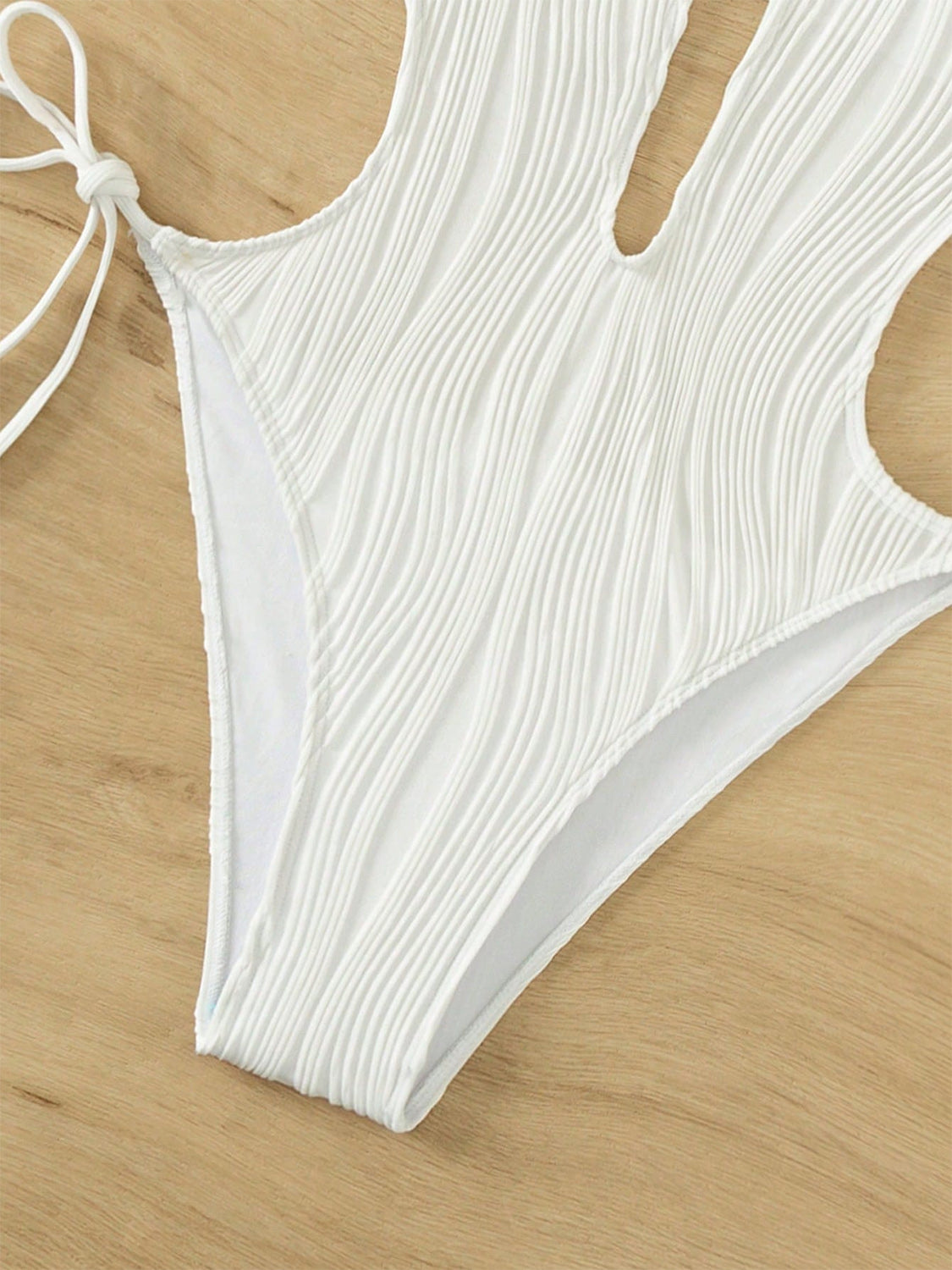 Textured Cutout Tied One-Piece Swimwear Trendsi