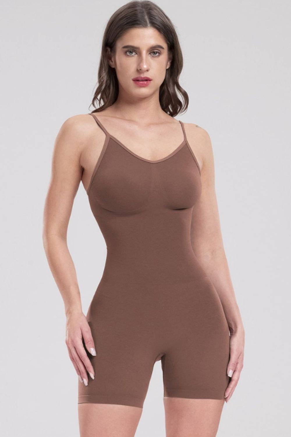 Scoop Neck Spaghetti Strap Active Romper - bllue yonders