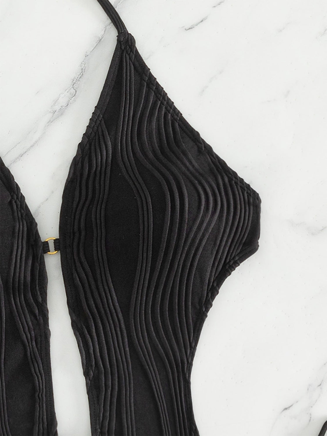 Textured Cutout Tied One-Piece Swimwear Trendsi