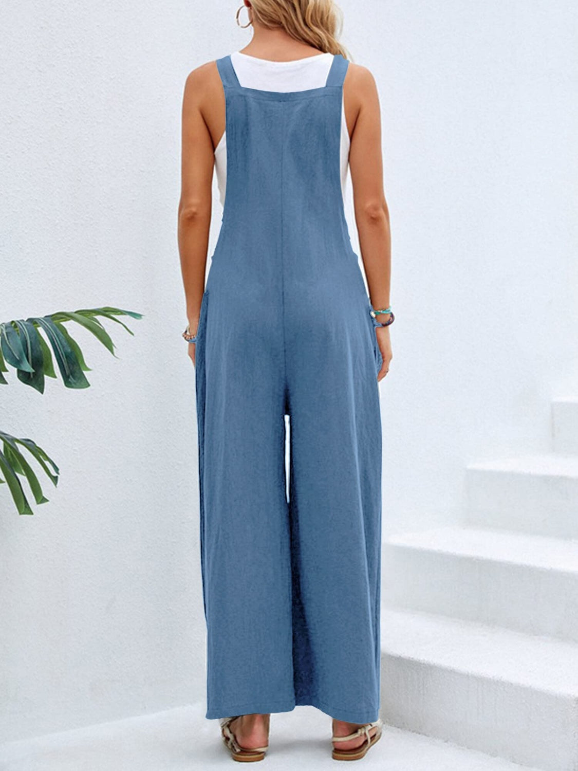 Full Size Square Neck Wide Strap Overalls