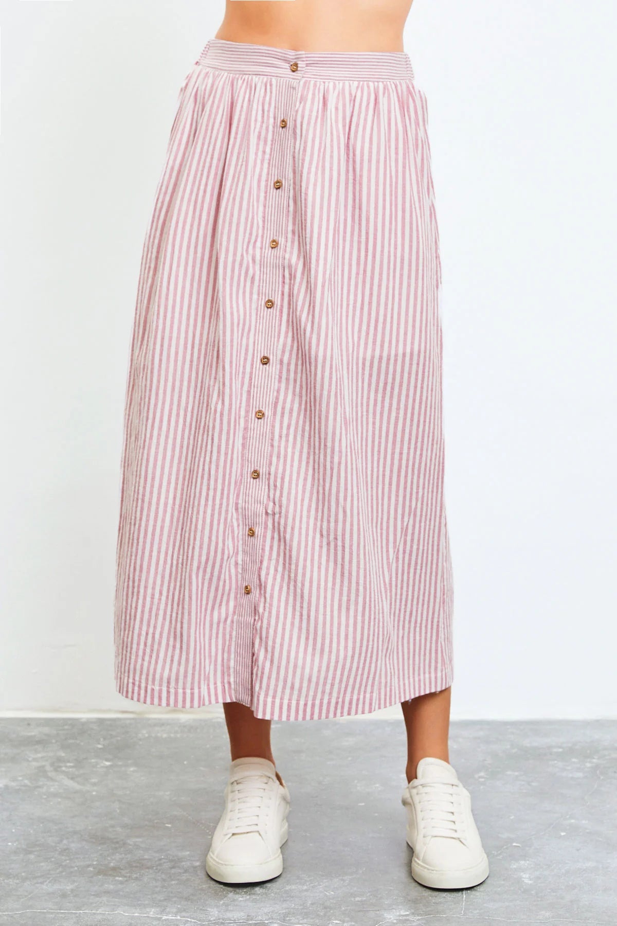 Patio Stripe Button down Maxi Skirt