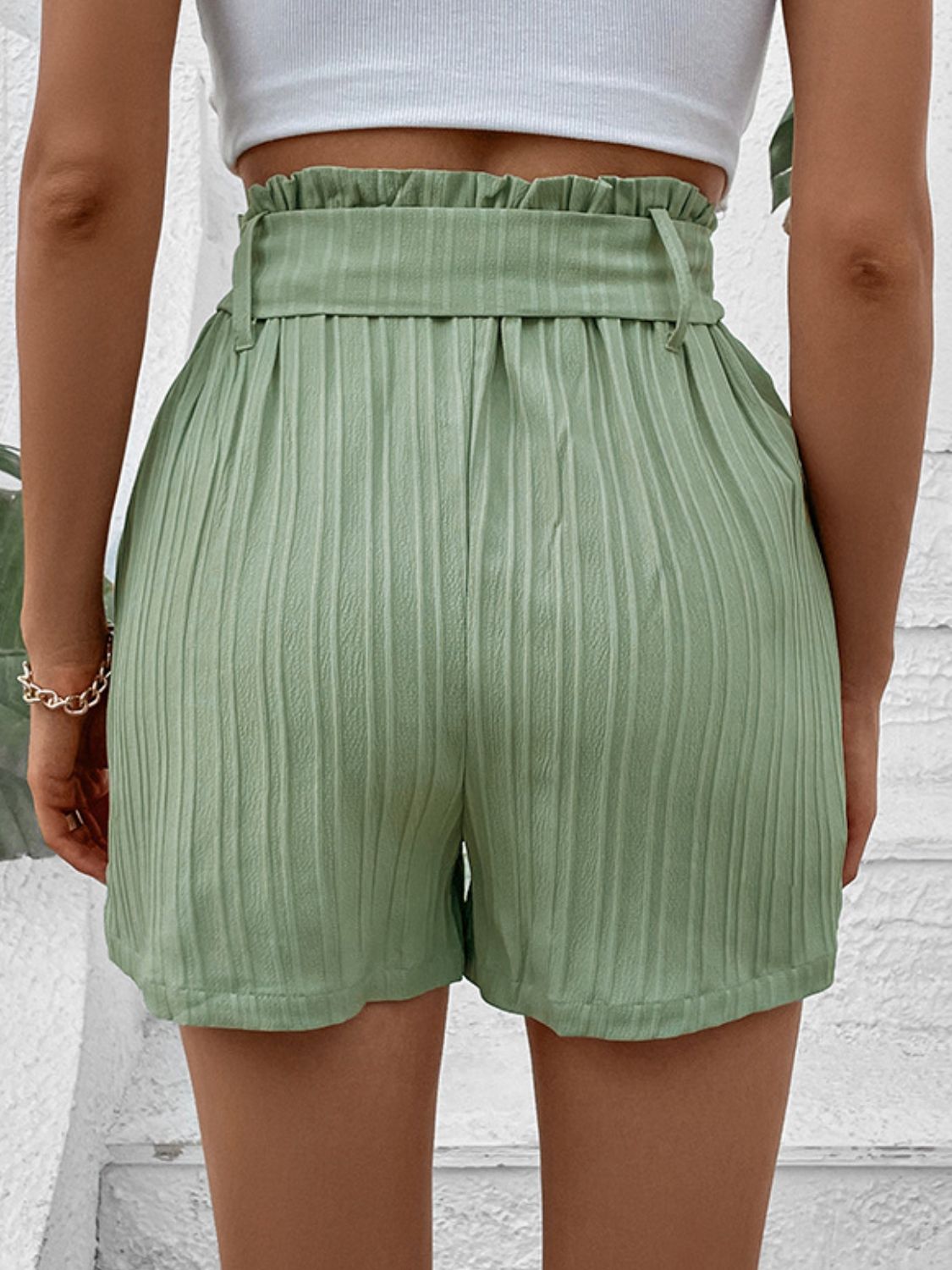 Belted Shorts with Pockets - blue yonderz