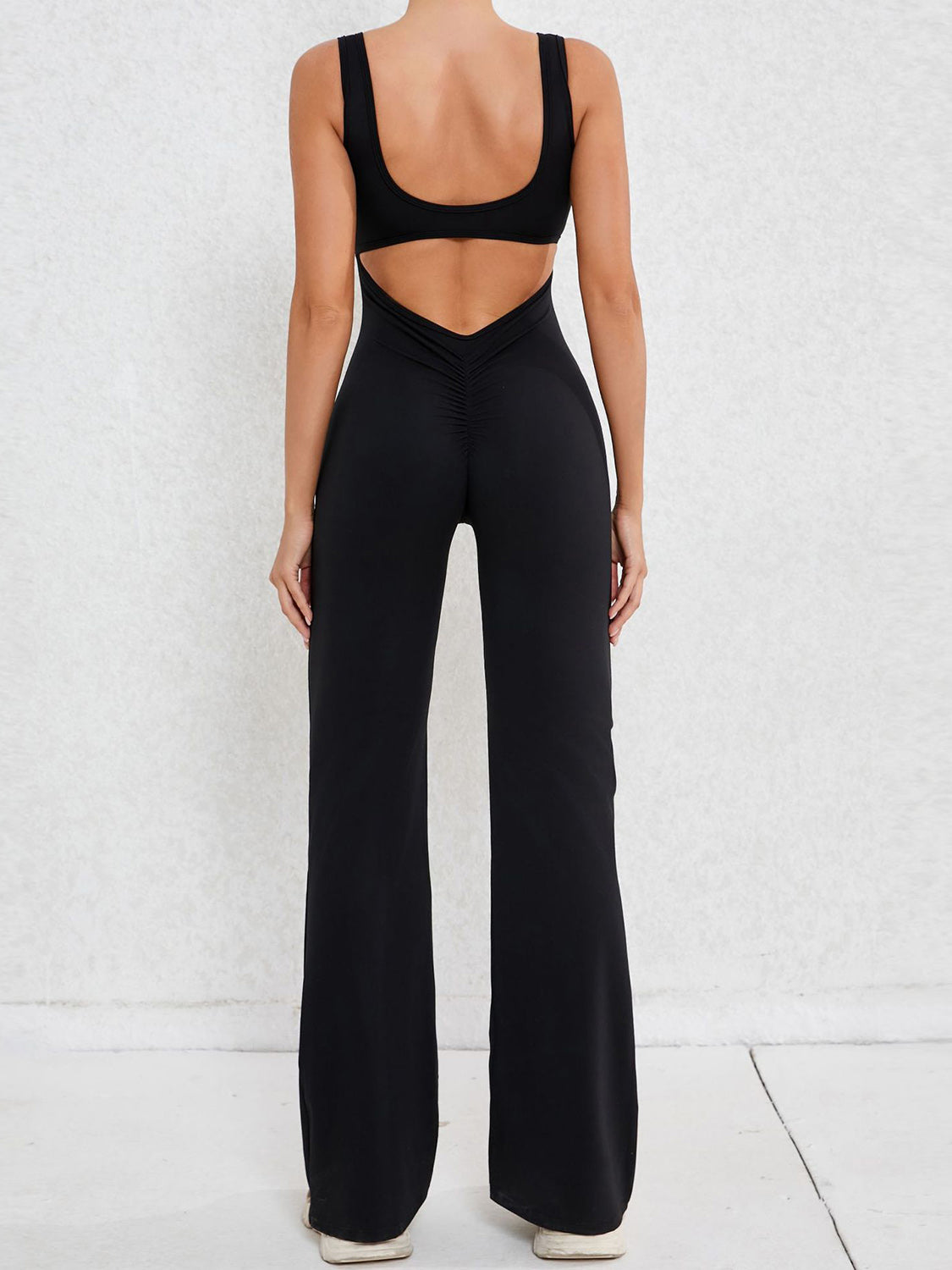 Cutout Wide Strap Scoop Neck Active Jumpsuit - bllue yonders