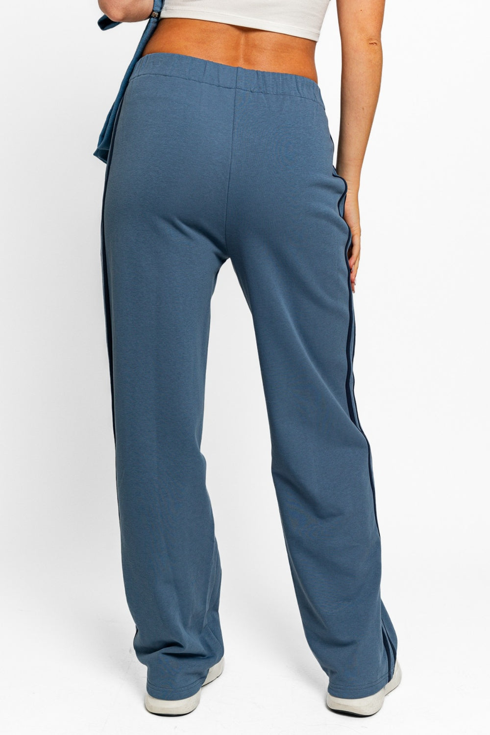 Le Lis High Waisted Side Stripes Straight Track Sweatpants - bllue yonders