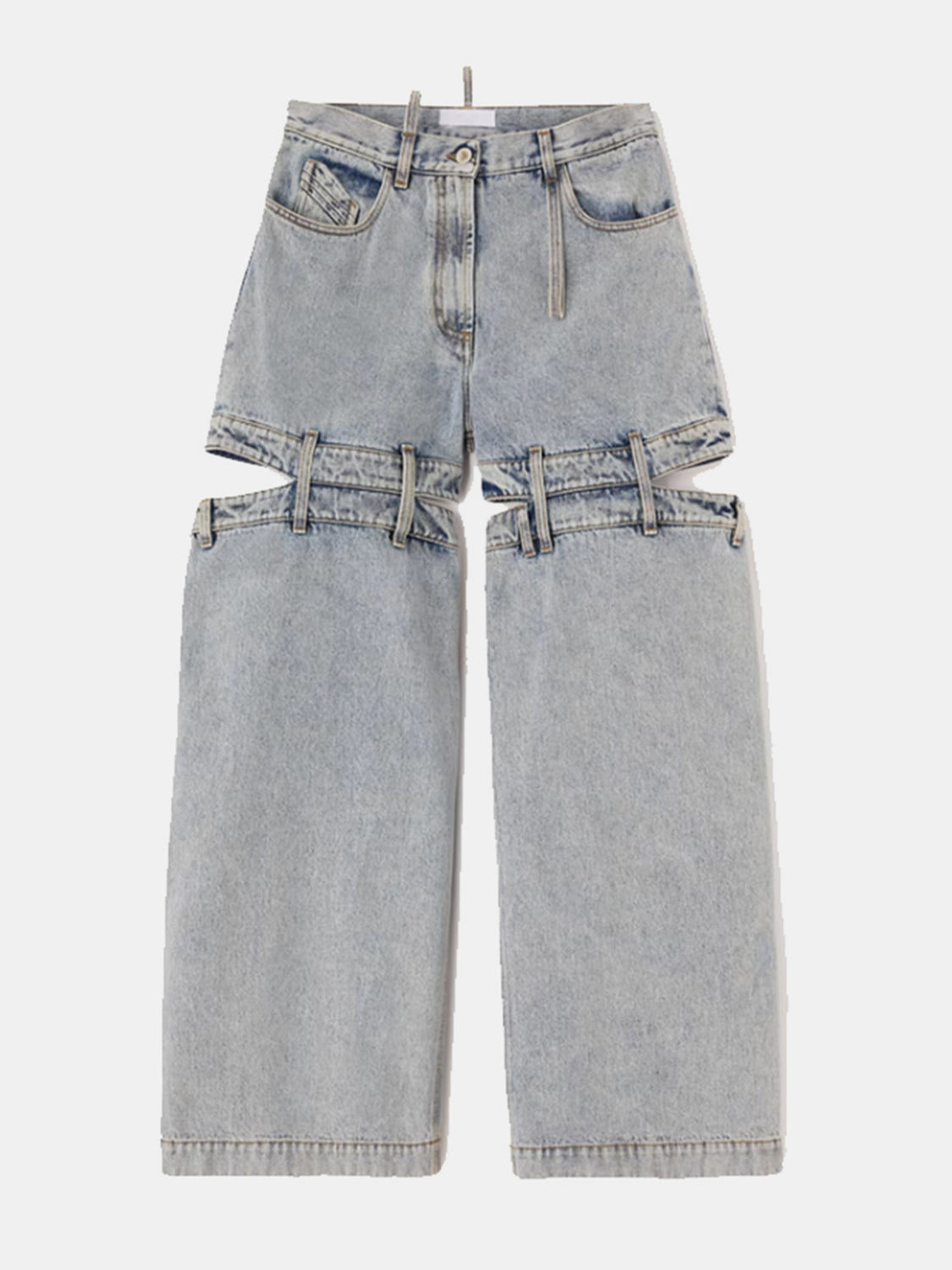 Cutout Wide Leg Jeans with Pockets - blue yonderz
