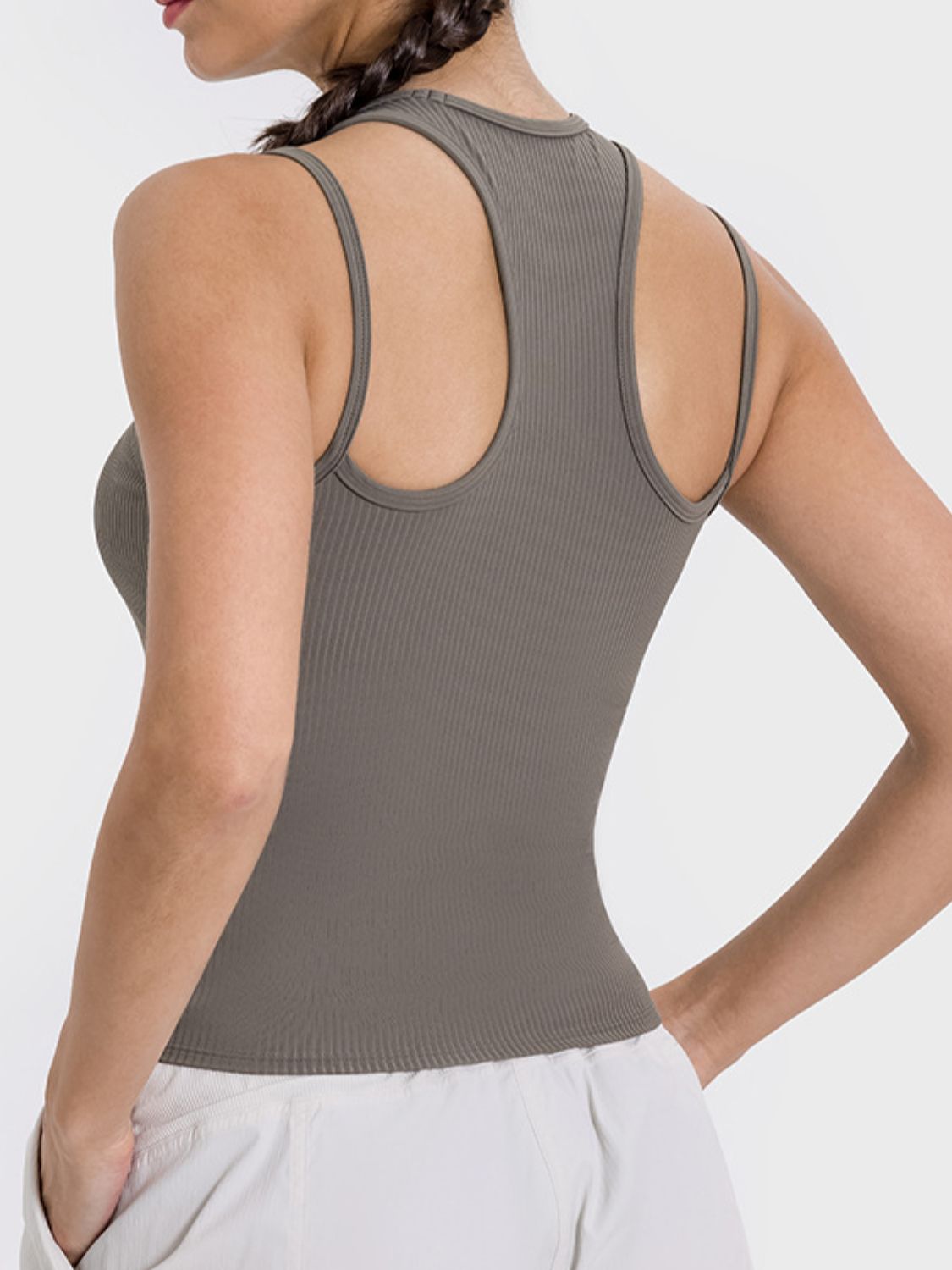 Cutout Round Neck Racerback Active Tank Trendsi