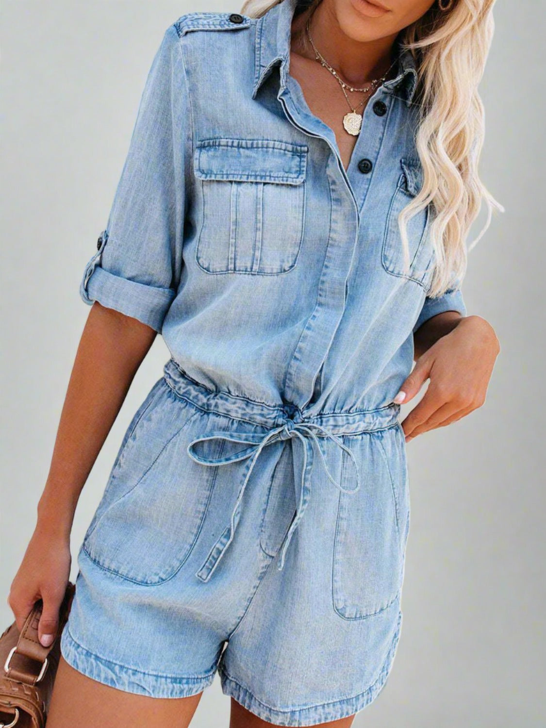 Casual and Comfy: Denim Romper Outfit - blue yonderz