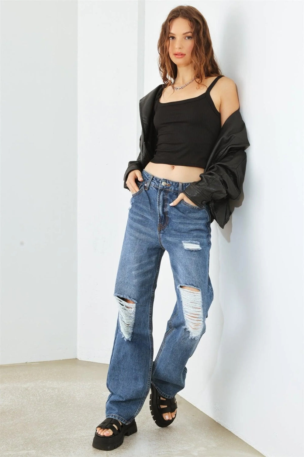 HAMMER COLLECTION Distressed High Waist Jeans - blue yonderz