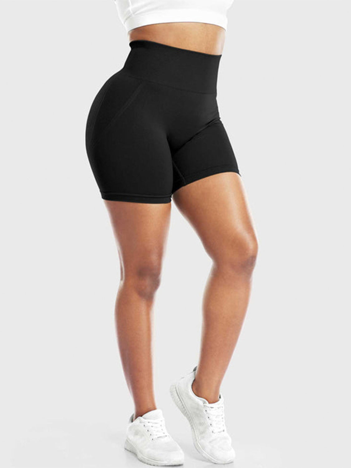 High Waist Active Shorts - bllue yonders