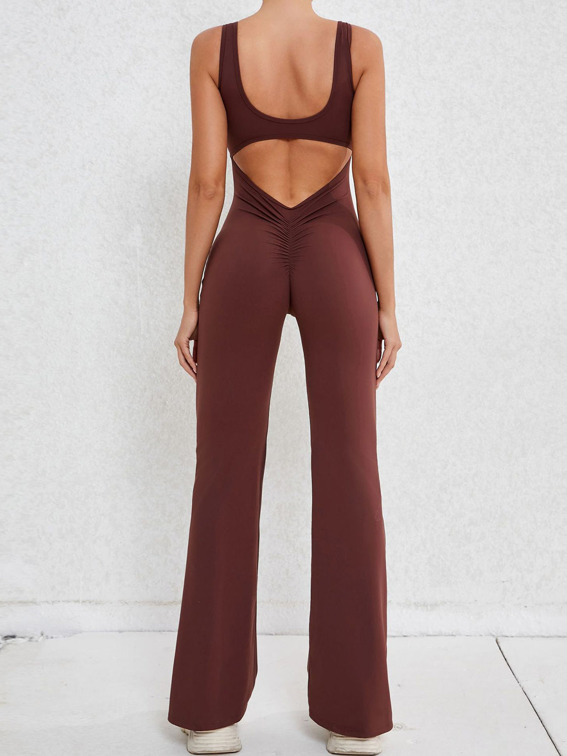 Cutout Wide Strap Scoop Neck Active Jumpsuit - bllue yonders