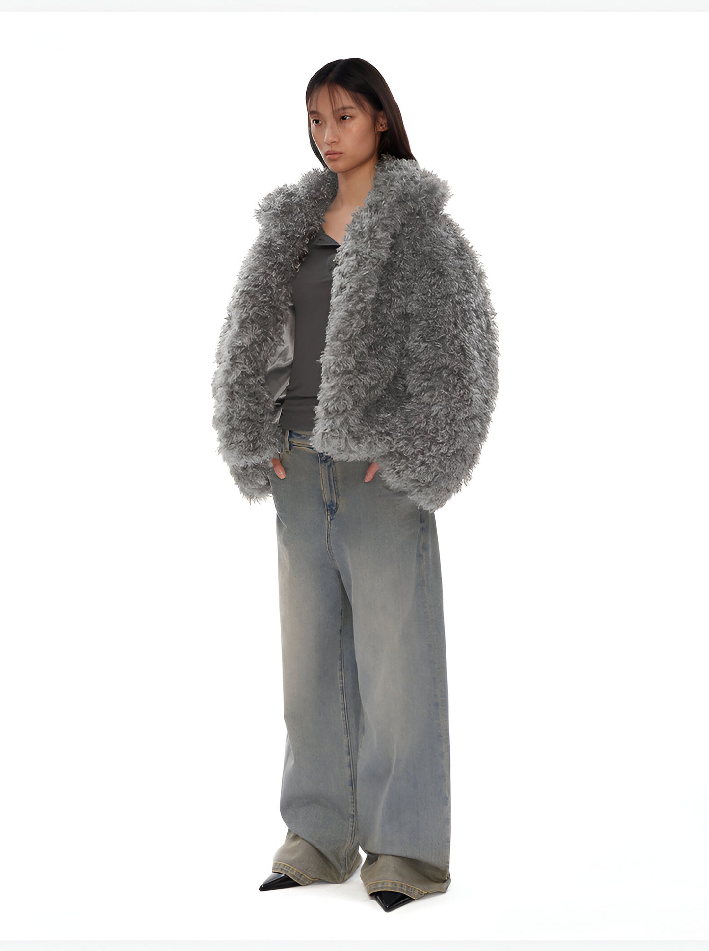 Women's Short Faux Fur Hooded Jacket