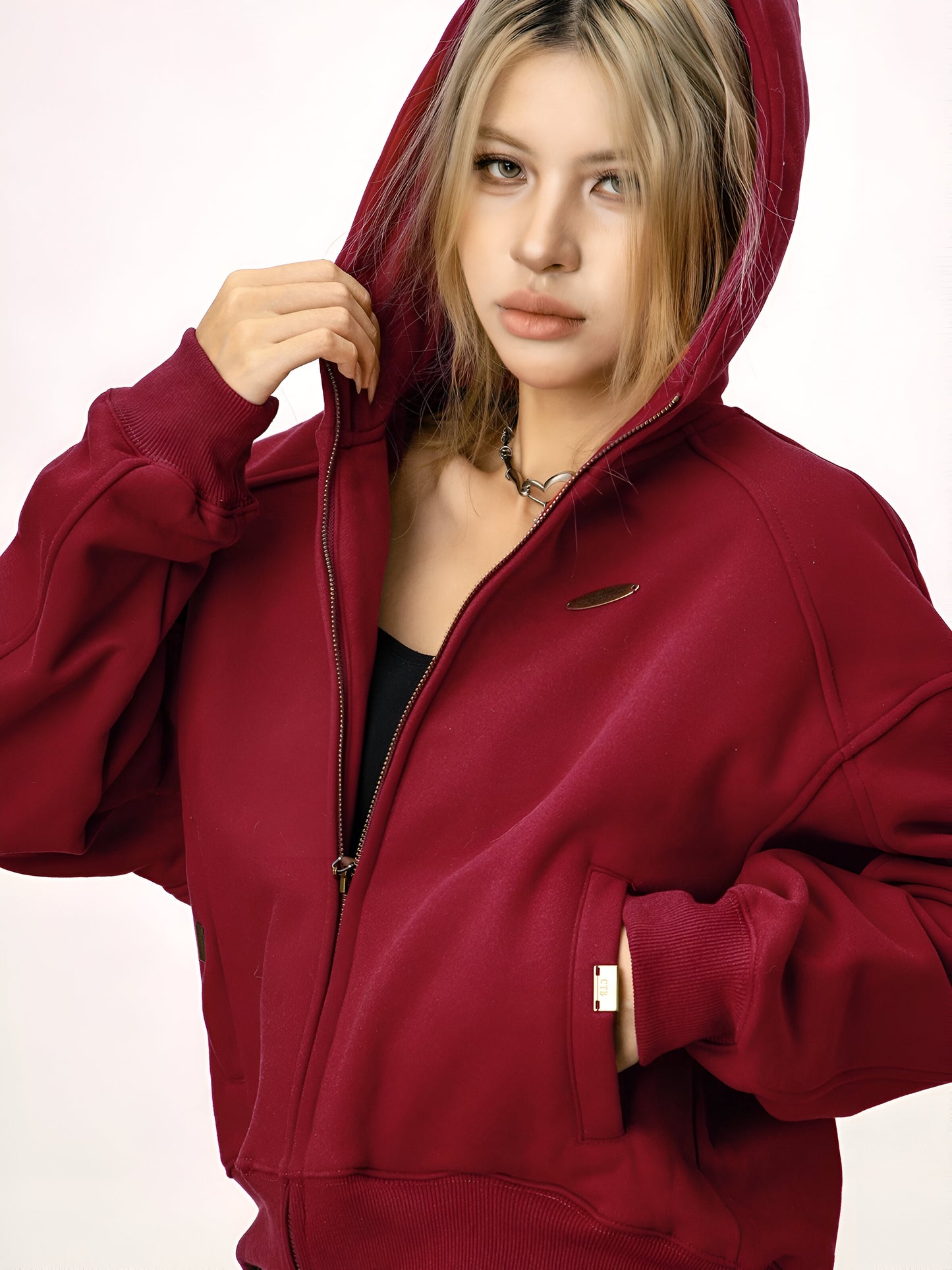 Women's Short Hooded Zip-Up Jacket