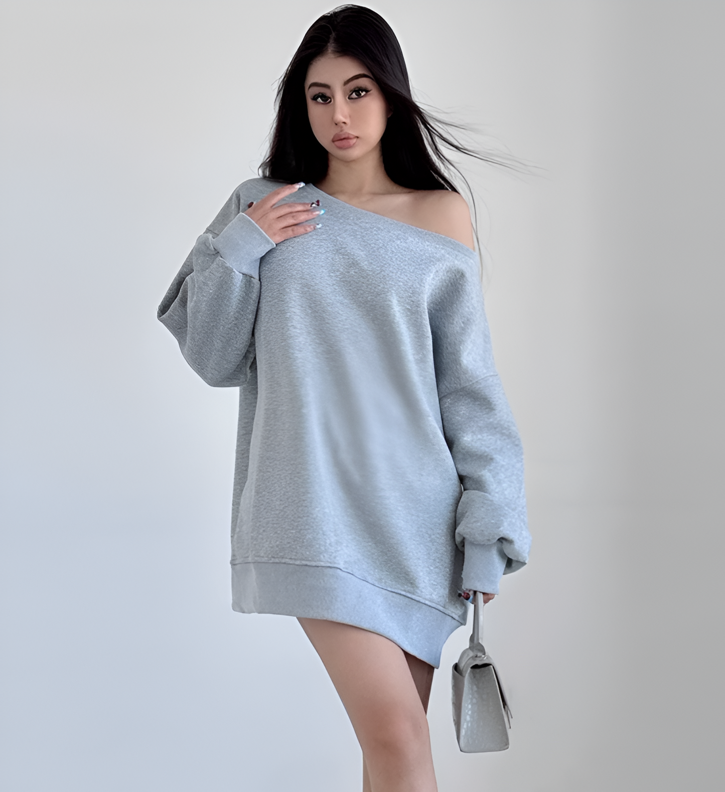 Off-Shoulder Oversized Sweatshirt Dress