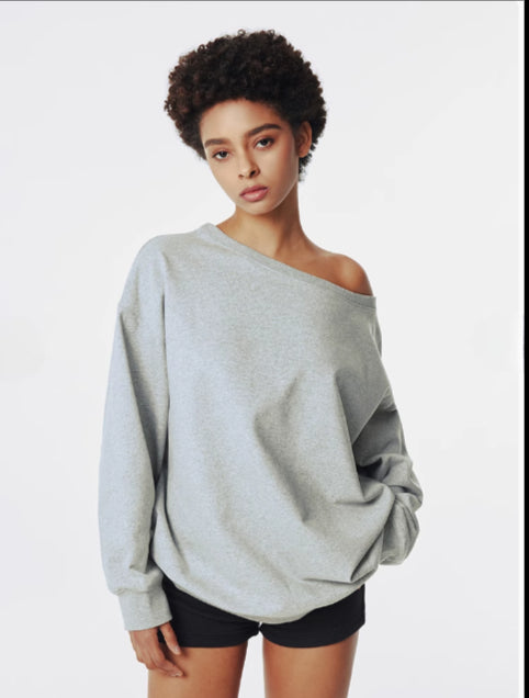 Off-Shoulder Oversized Sweatshirt Casual Street Style