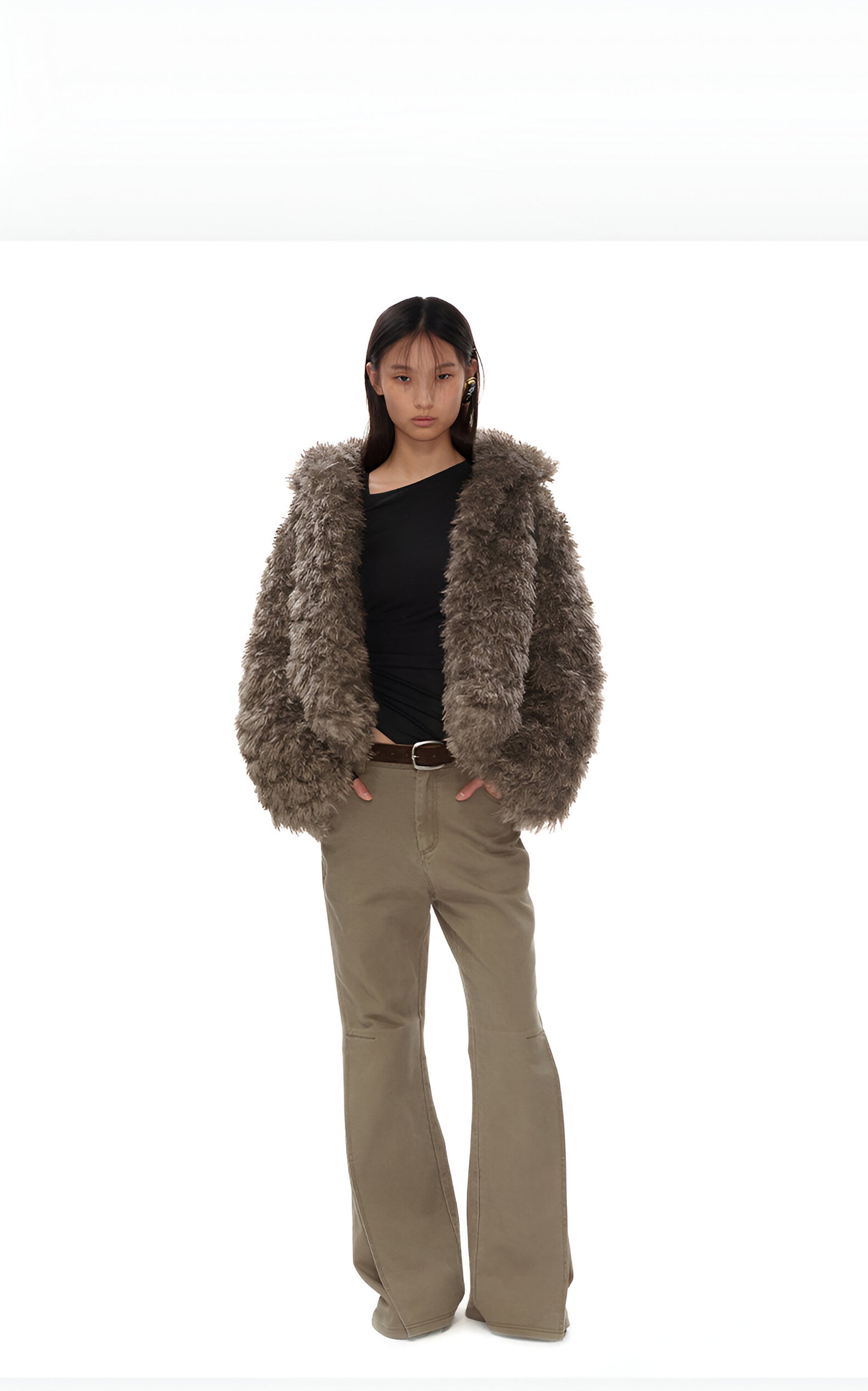 Women's Short Faux Fur Hooded Jacket