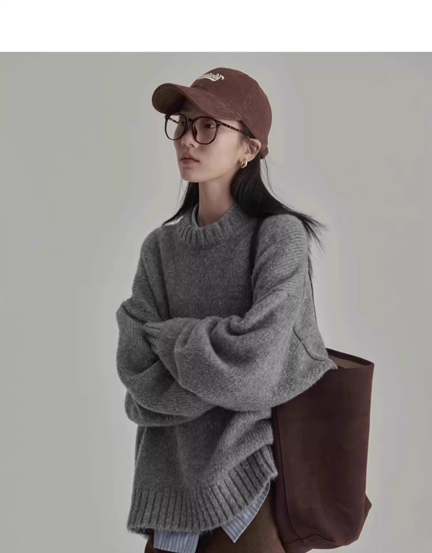 Women's Oversized Knitted Pullover Sweater | Loose-Fit Casual Commuter Style | Fall & Winter Knitwear